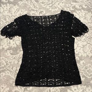 Elegant Black Crochet Women's Top